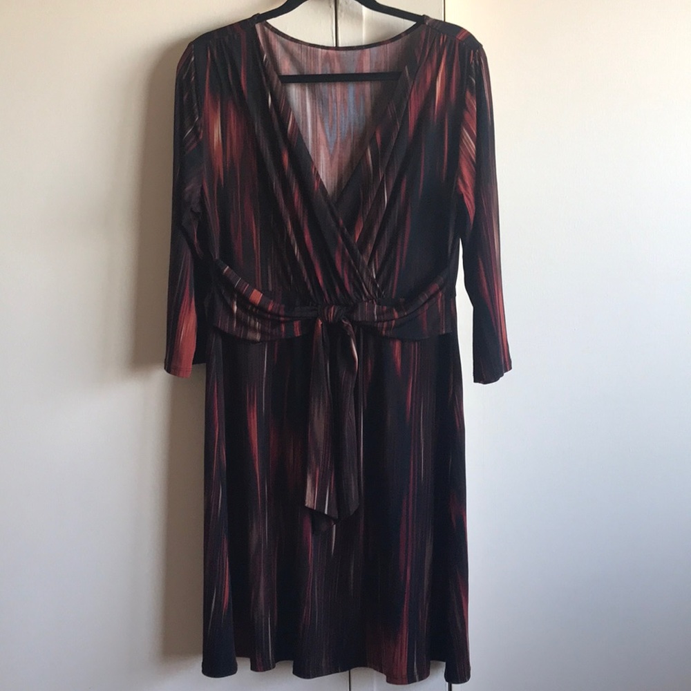 A red and brown dress